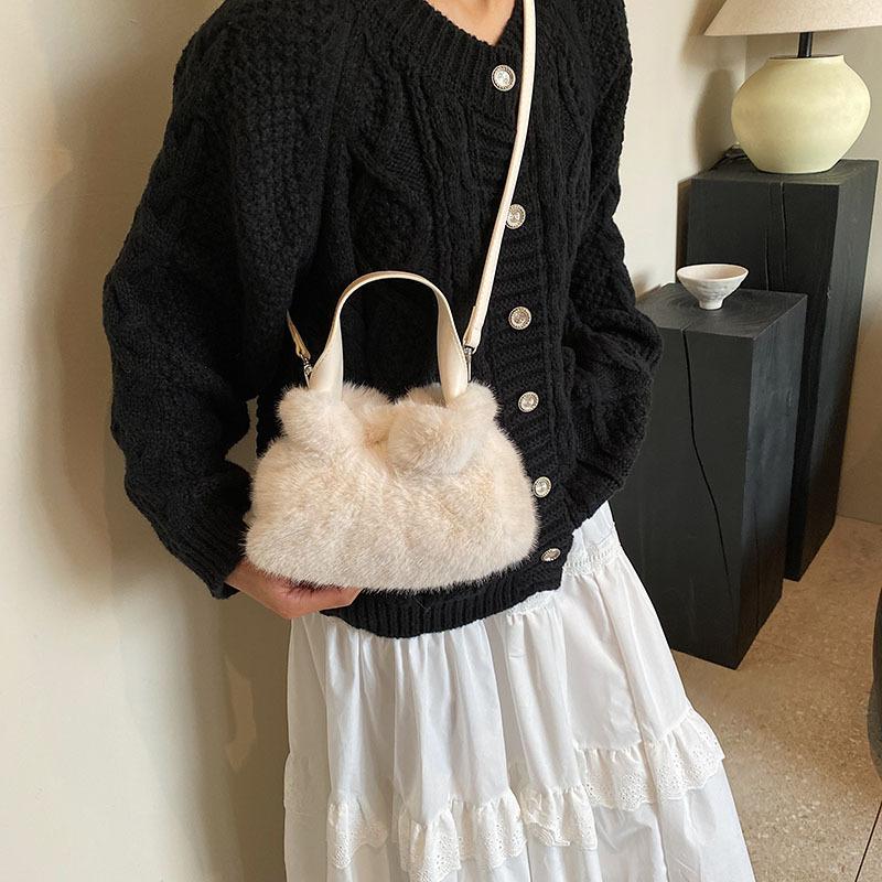 Wholesale pleated handbag bag autumn and winter 2025 new women's shoulder crossbody plush bag niche bucket bag