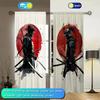 Samurai Ink Painting Style Printed Curtain Home Decor Window Treatment Bedroom Office Kitchen Curtains Set Of 2 Made Polyester With Rod Pocket