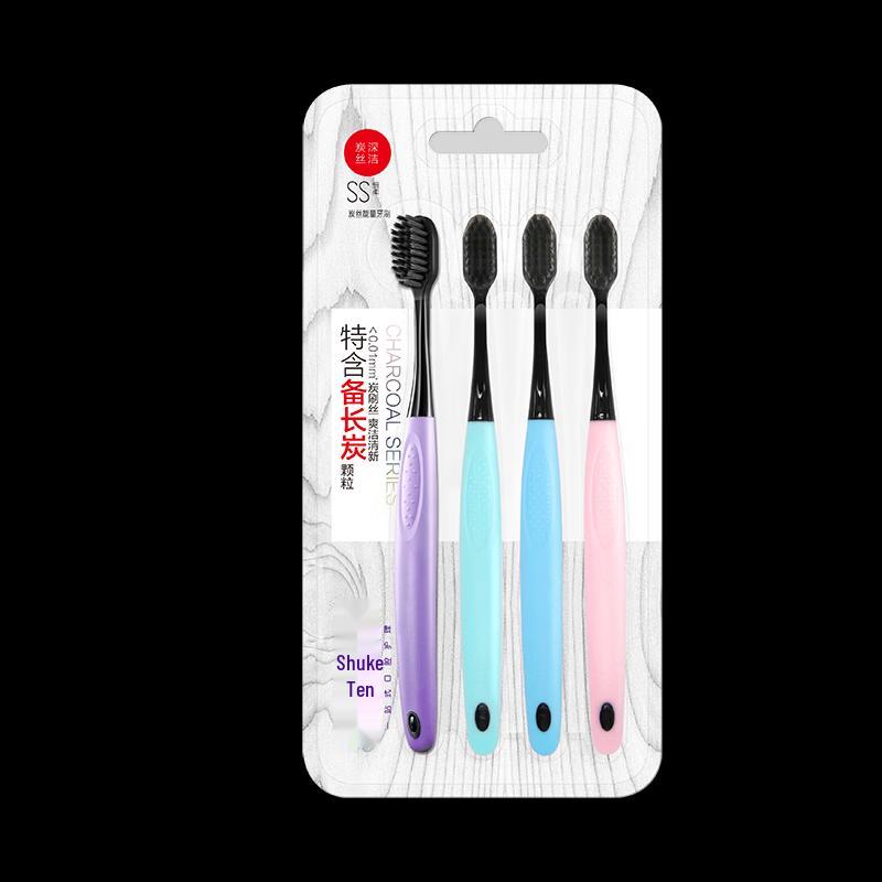 Saky Deep Clean Soft Bristle Charcoal Toothbrush (4-Pack)