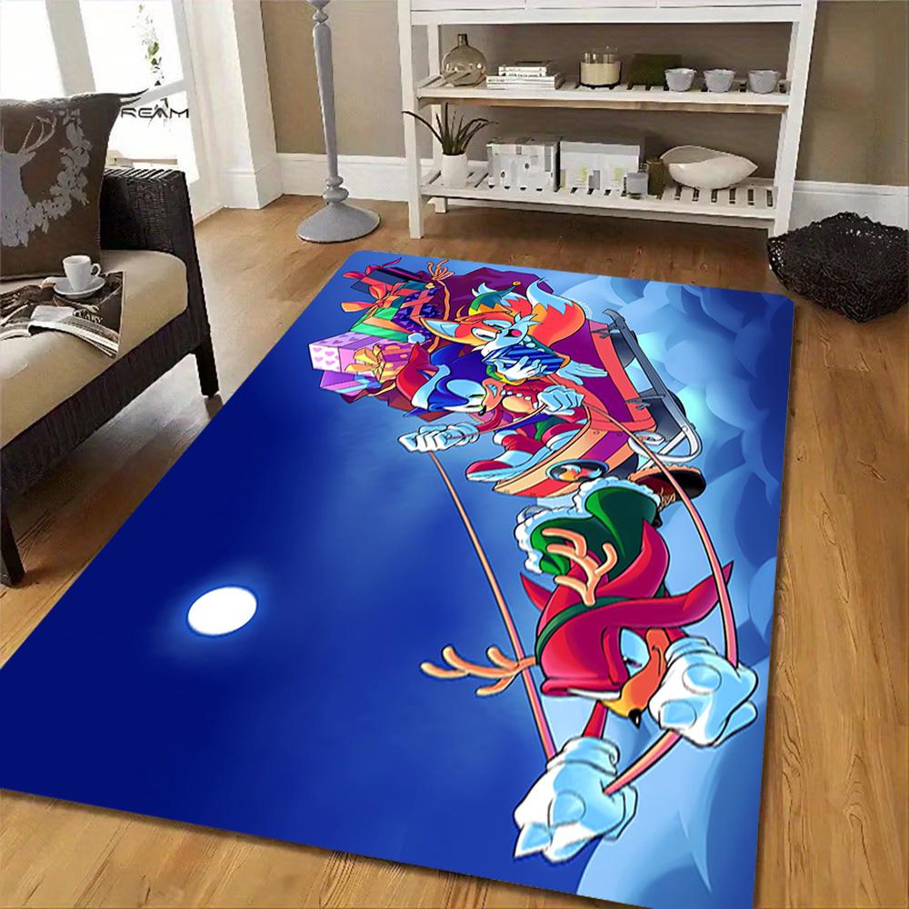 Sonic The Hedgehog Figures Set Decoration,Carpet,Living Room,Bedroom, Non-slip,Square rug
