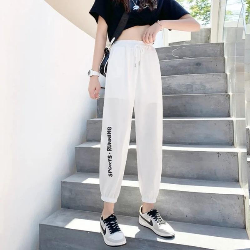 

Women s Summer Ice Silk Elastic Waist Slimming Cropped Pants - Versatile, Lightweight and Casual. 3XL