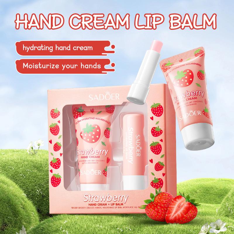 PEACH HAND CREAM LIP BALM SET Moisturizes Prevents Dryness Cracking Improves Skin Brightens