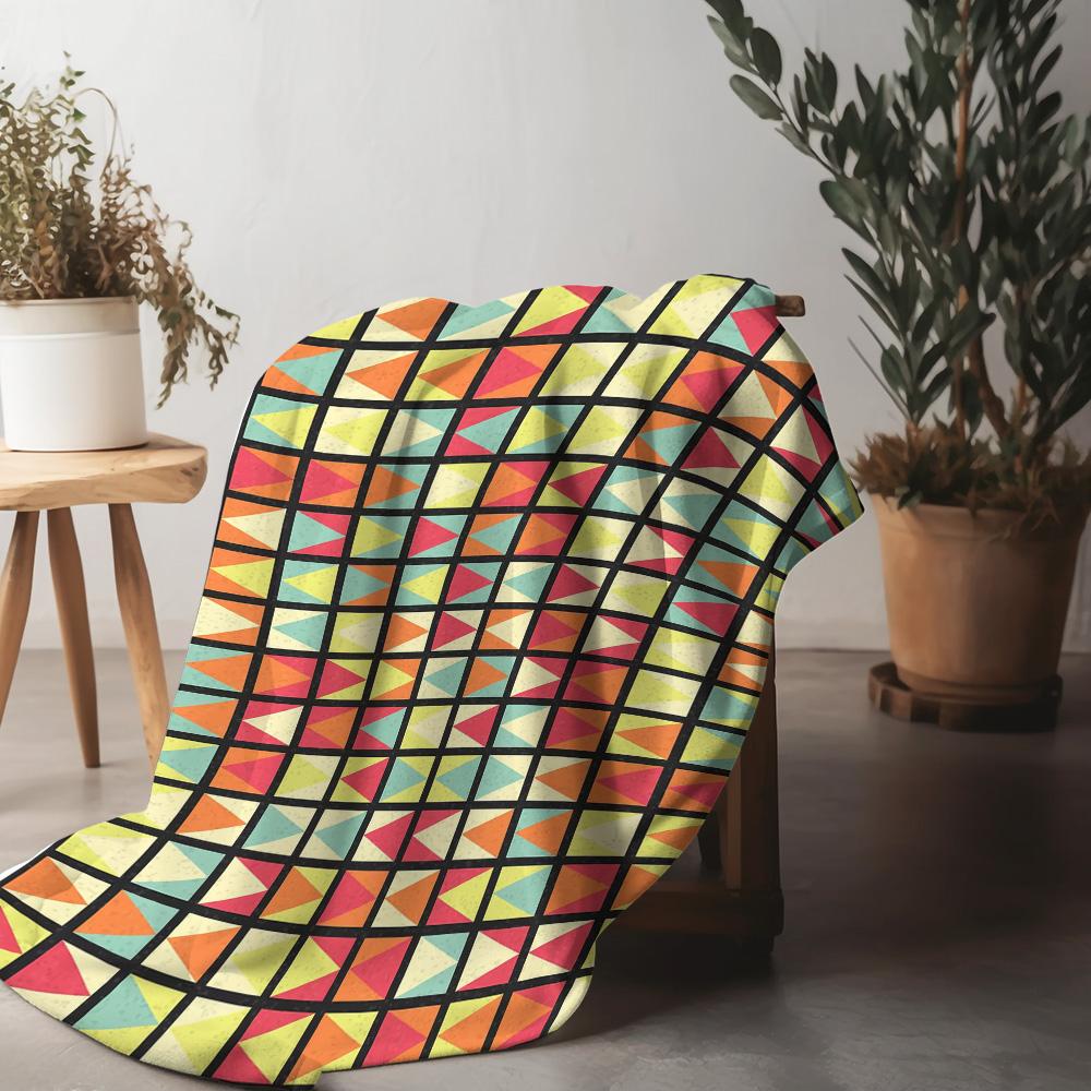 Geometric Pattern Blanket Sofa Bed Throw Soft Fleece Bedspread Decorative Throw Blanket for Living Room Bedroom