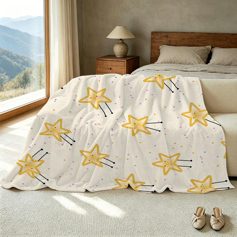 Star Series Flannel Blanket - Simple Solid Color, Soft, Skin-friendly, Warm & Breathable, Ideal for Home Relax, Halloween & Christmas Decor