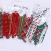 12/24Pcs Colored Striped /Printed Bow Pulled Flower Set For Christmas Decoration DIY Xmas Party Gifts Packing Decor Bow Ribbons