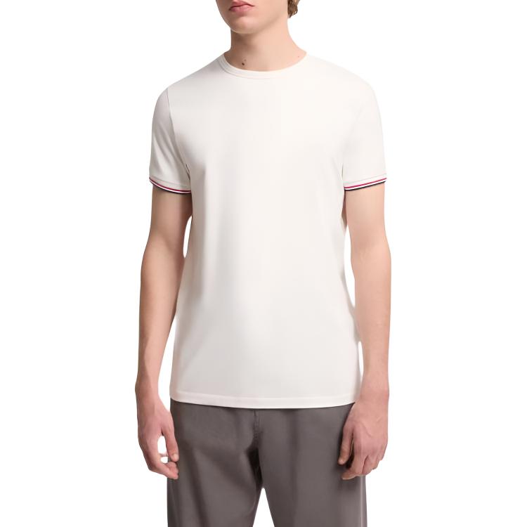 Moncler Tricolor-Trimmed Cotton T-Shirt With Logo Men Tops L10918C7160087296004