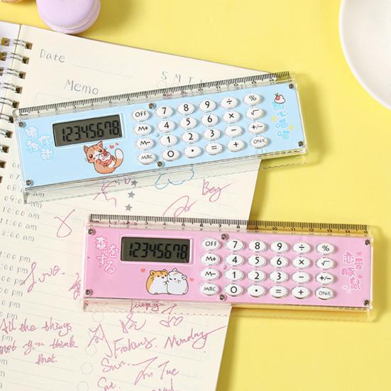 Calculatrice de règle multifonctionnelle grand écran papeterie calculatrice de poche à 8 chiffres pour l'école