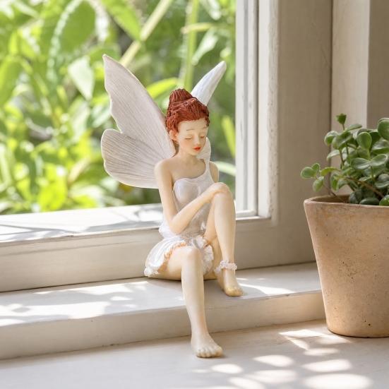 Flower Fairy Ornaments, Beautiful And Fine Carving Figurines, Resin Sculpture for Home Patio Balcony Garden
