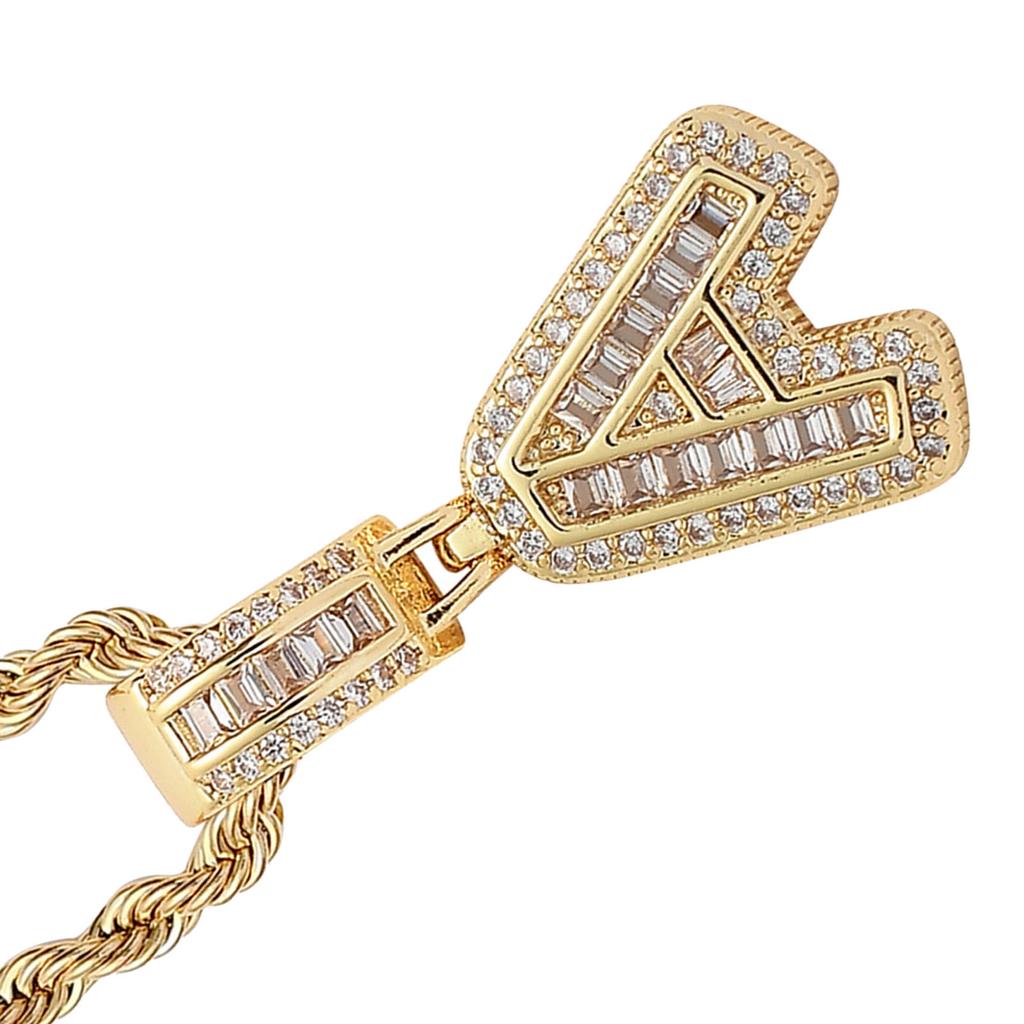 Zirconia English Letter Pendant Necklace Men Women Fashionable Necklace Jewelry Accessory for Party A