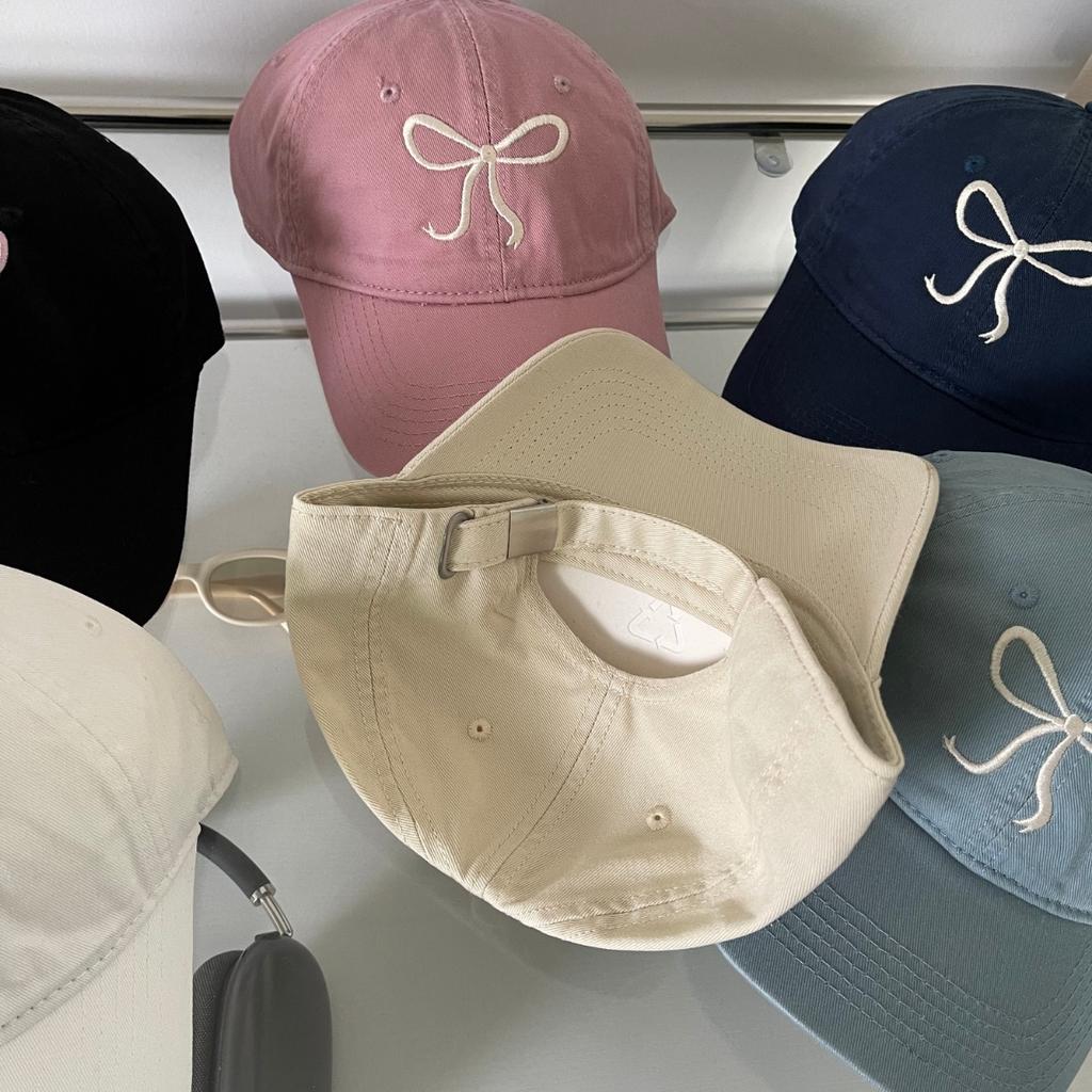 Wind sweet embroidery bow baseball cap children spring and summer versatile sunshade sunscreen cap