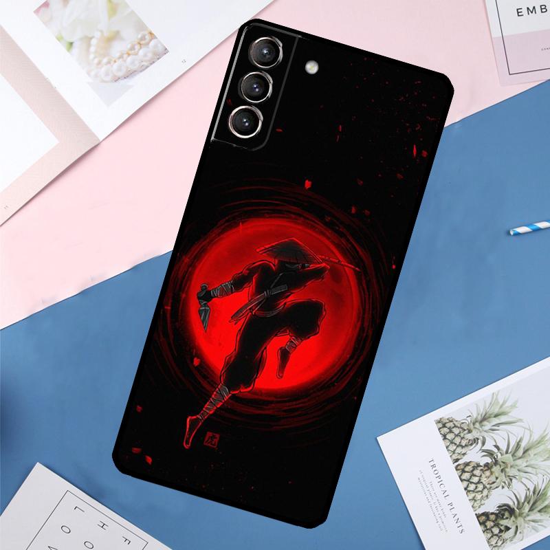 Japan Ninja Samurai Red Sun Case For Samsung Galaxy S25 Ultra S21 S22 S24 S23 Ultra S9 S10 Plus S21 FE S25 FE Back Cover