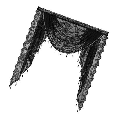 Gracefuls Laces Valance with Beadeds Accent and Florals Embroidery for Enhancing Bedroom or Living Room Ambiances