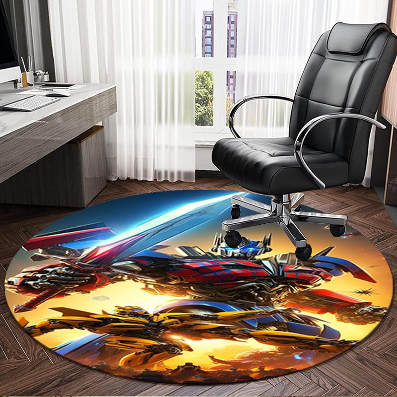 1PC Car robots Battle Round Rug, Non-slip Chair Mat, Home Decor, Circle Carpet Perfect for Office, Bedroom, Living Room,Christmas gift