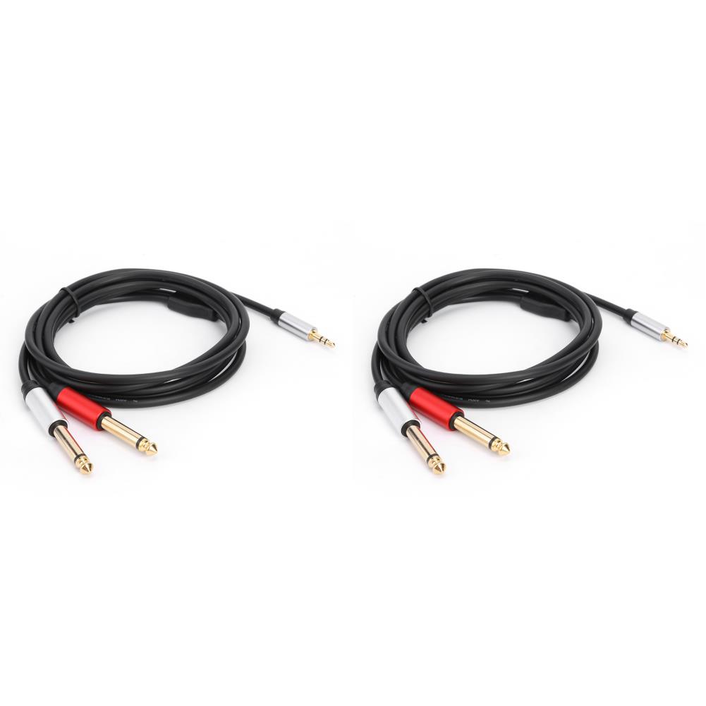 1.8M Hifi Audio Cable Mini Jack 3.5mm to Dual 6.35mm for PC Headphone Mixing Console3.5 to 2 Jack 6.5 Mono Adapter CableGood product