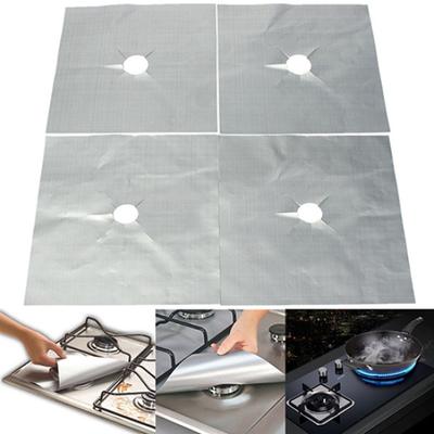 4Pcs Removable Easy Clean Square Foil Gas Hob Protector Liner Stove Protection Mat