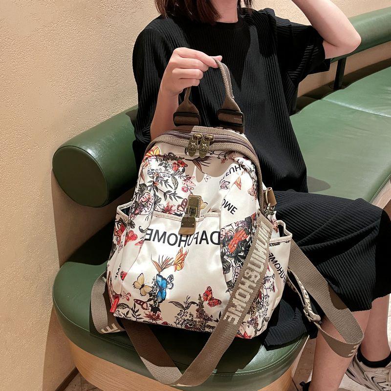 

Backpack Western Style Women s Fashion Oxford Cloth Travel [Butterfly flower] Large