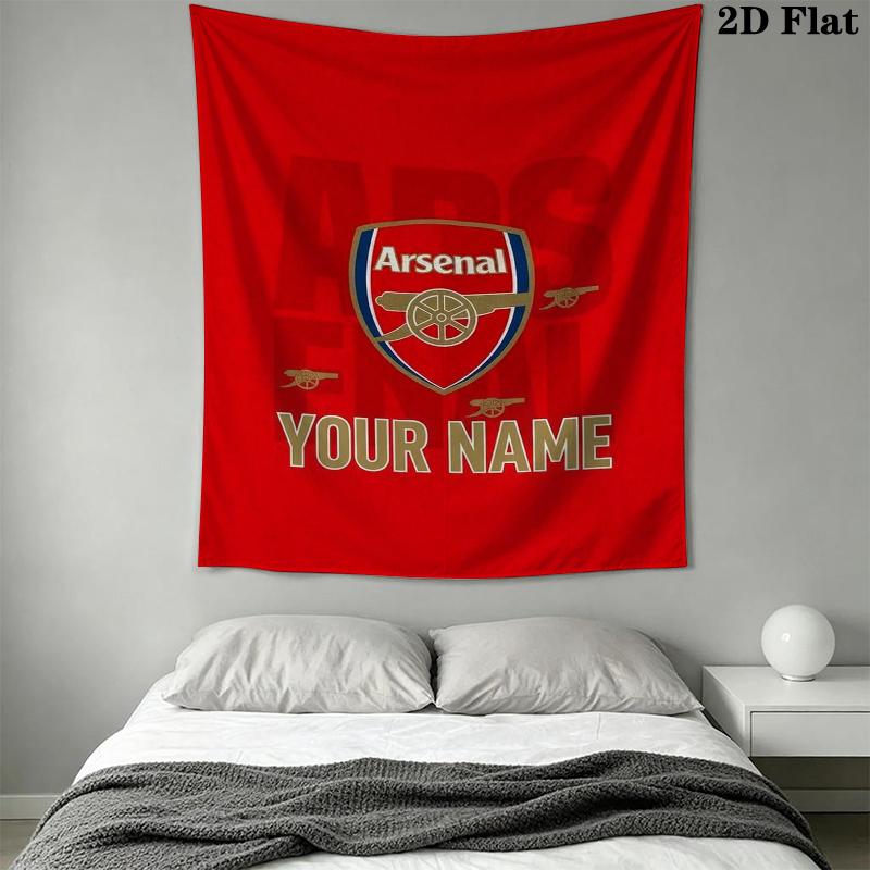 Custom Name Arsenal Wall Tapestry Aesthetic Wall Hanging Printed Fabric Blanket Decorative Tapestries for Bedroom Living Room Home Decor