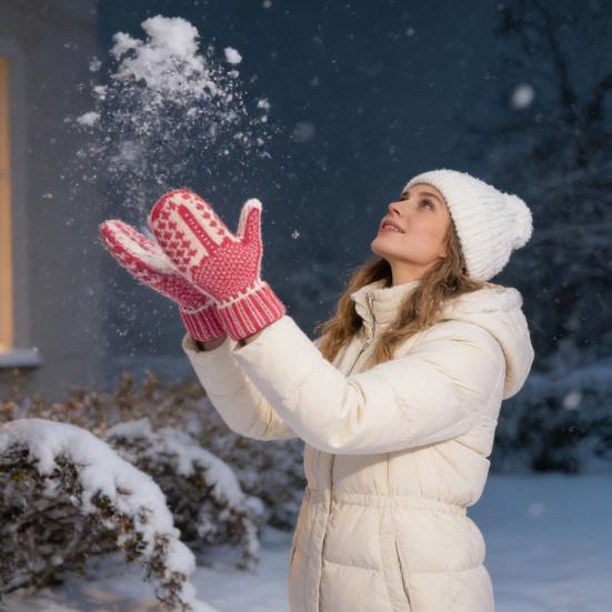 Rękawiczki Naughty List Zimowe Ciepłe Przytulne Dzianinowe Rękawiczki z Ukrytym Nastawieniem Zabawne