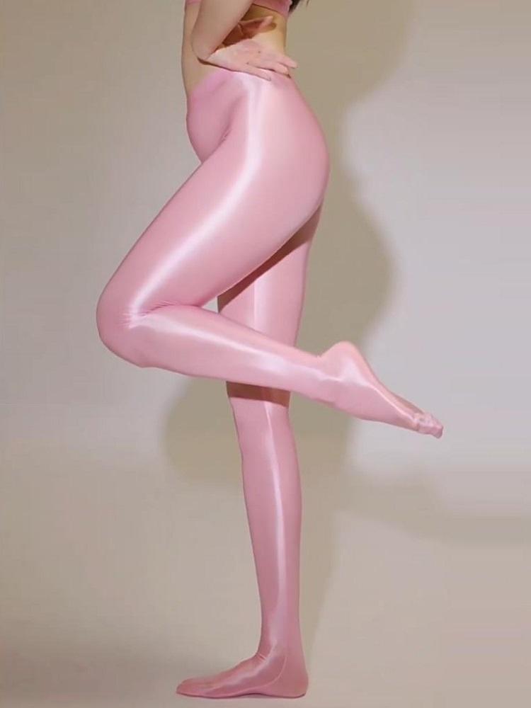 Sexy Tight Pantyhose Womens Oil Glossy Elastic Yoga Shaping Erotic Full Leggings Sheer Hosiery Ballet Dance Gym Trousers