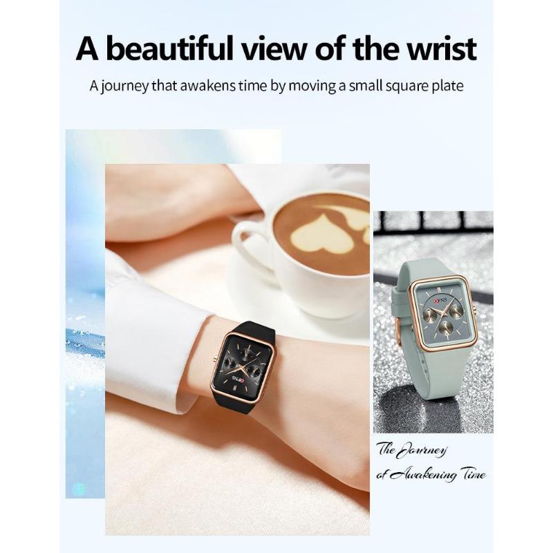 Fashion Women Men Watches Silicone Strap Creative Quartz Watch Square Watch Multi-function Clocks Wristwatch Gift