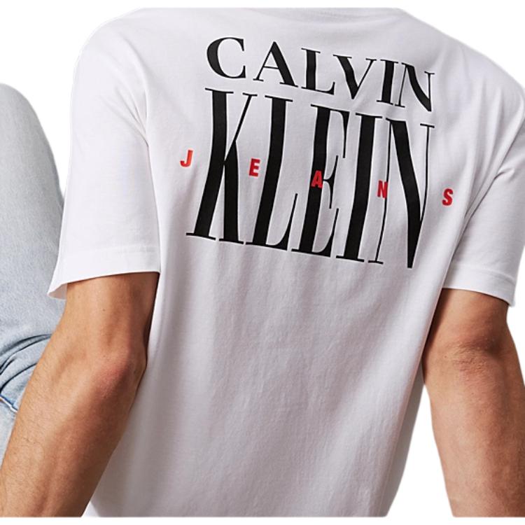 Calvin Klein Short Sleeve Letter Round Neck T-Shirt Men Tops White J30J327473-YAF
