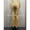 Damen lockere lässige High-Waist gerade Hosen mit sechs Taschen Cargo-Hosen