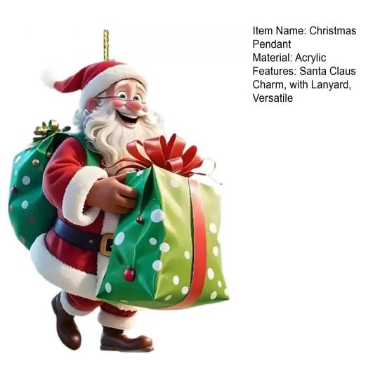 Santa Claus Acrylic Hanging Ornament 3D Effects Easy To Hang On Trees Garlands Wreaths Pendant Festive Home Decor