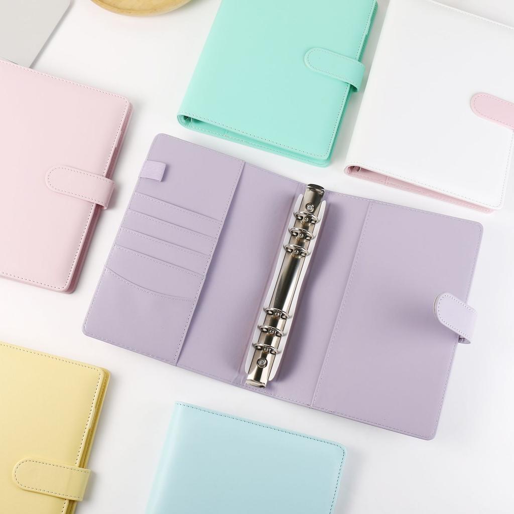 A5 Macaron Farbe PU Leder DIY Ordner Fotokarten Sammelbuch Tagebuch Agenda Planer DIY Einband Album Schreibwaren