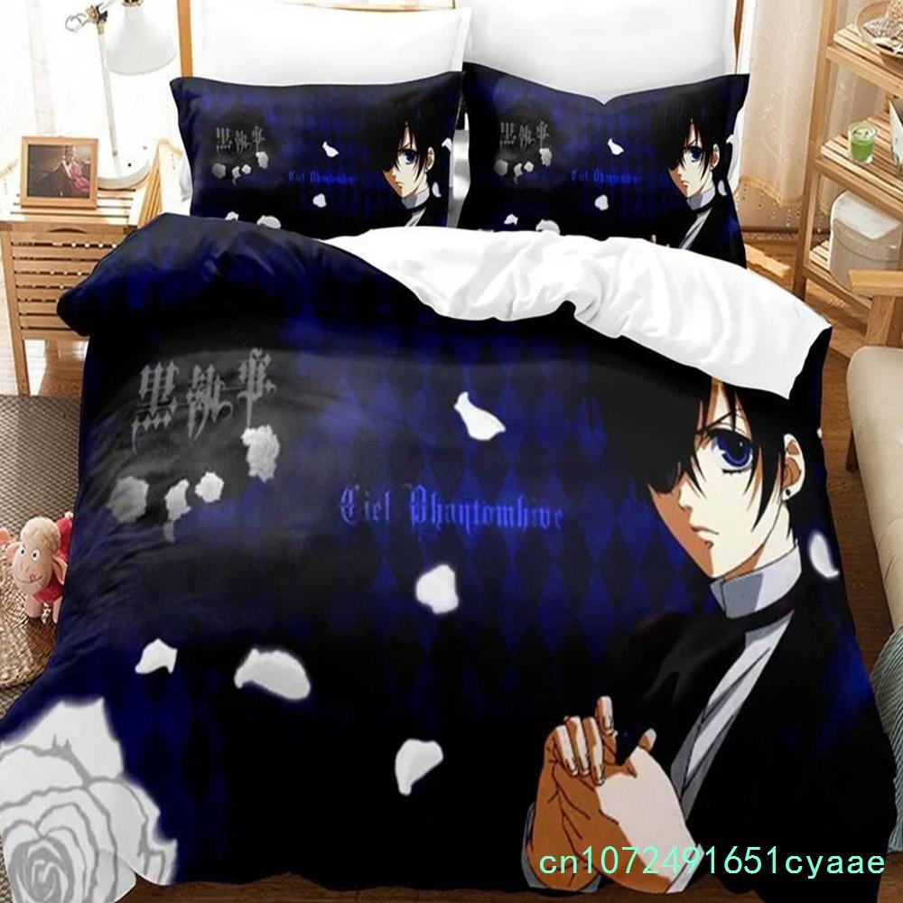 Nuevo Anime Black Butler Ropa de Cama Genial Sebastian Ciel Dakimakura Juego de Ropa de Cama Funda de Edredón para Adultos Individual Doble Cubierta de Cama de Microfibra