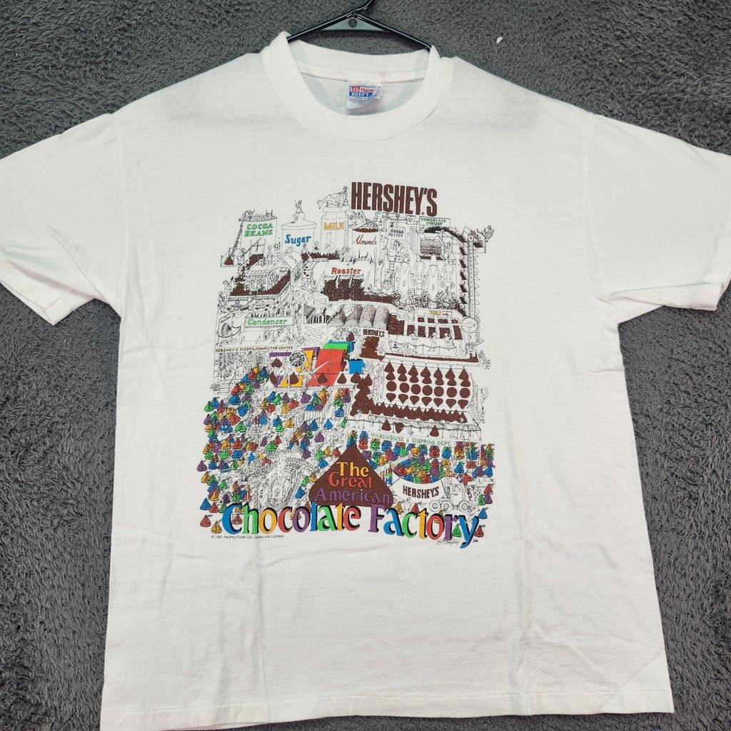 VTG 1991 Hershey’s Chocolate Factory T-Shirt ORIGINAL Sz Lg Statements B Johnson