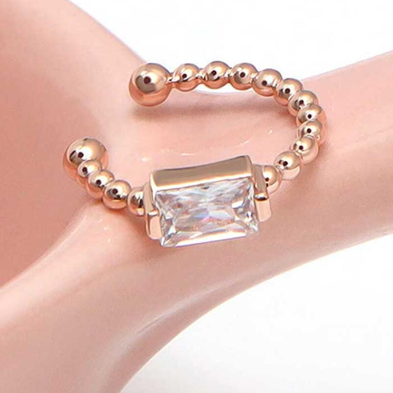 

Everyday 14KGP Rose Gold Square Ball Ear Cuff One Side