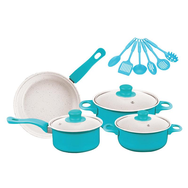 Thirteen-Piece Non-Stick Cookware Set: Includes Frying Pan, Soup Pot, Milk Pot, and Spatula