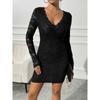 New Arrival: Women’s V-neck, Sexy Lace, Figure-hugging, Long-sleeved Dress