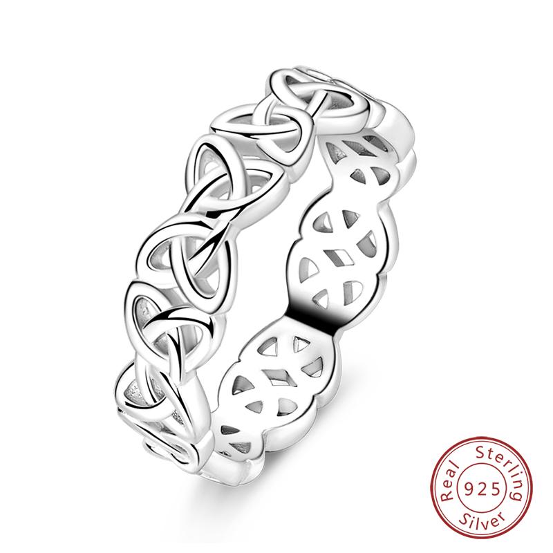 925 Silver Heart Shaped Infinite Minimalist Rings Hollow Celtic Knot Rings For Women Elegant Engagement Wedding Jewelry