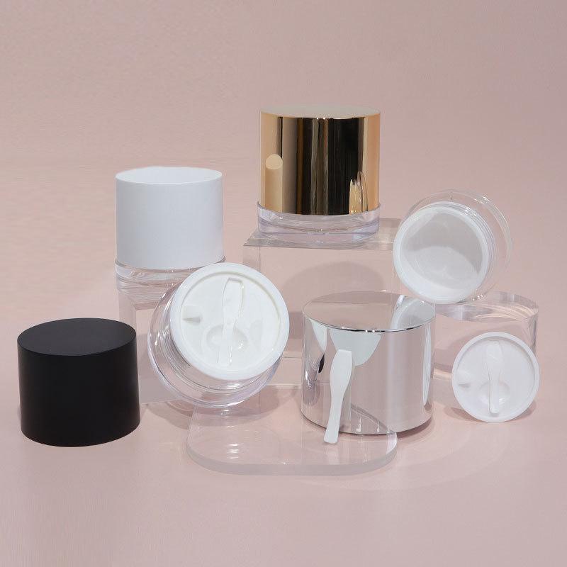 1Pcs Plastic Cream Jar With White Liner Cream /Lotion Bottle Cosmetic Container Refillable Bottles With Spoon