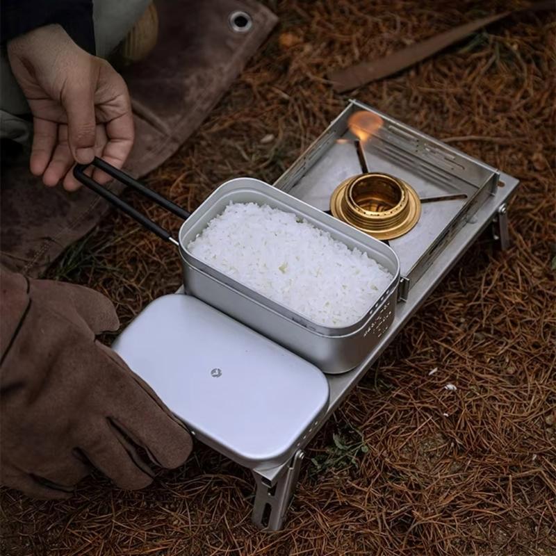 Aluminum Camping Lunch Box Bentos Container With Folding Handle Portable Bentos Box Pressure Relief Lunch Box Enduring