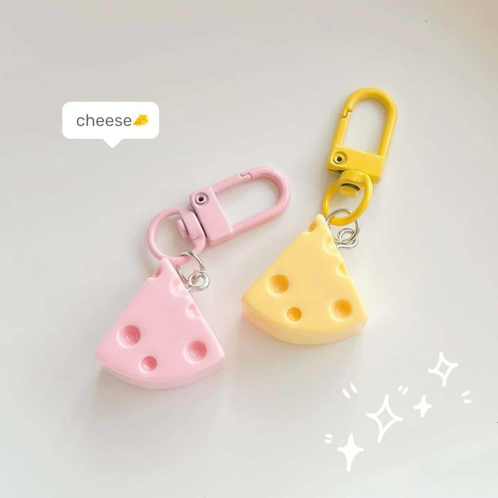 Girly Heart Cheese Keychain - Sweet Resin Food Toy Pendant for Students
