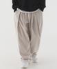 PIANER Pleated Wide Elastic Cotton Pants (Light Beige)