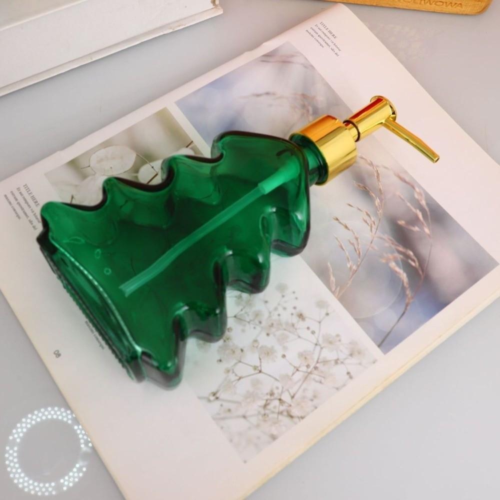 Christmas Tree Shape Soap Dispenser Reusable Glass Dispenser Bottle Countertop