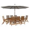 9 Piece Garden Dining Set 8 Seater Natural Solid Acacia Wood