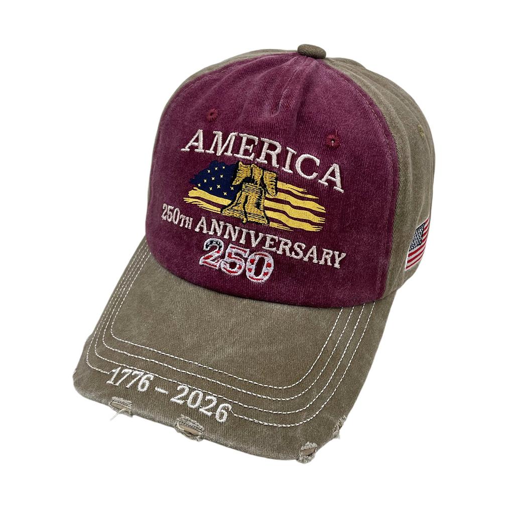 Baseball Cap Flag Embroidery 250Th Anniversary Of The Founding Of The United States Hat Washed Embroidery Sunshade Cap