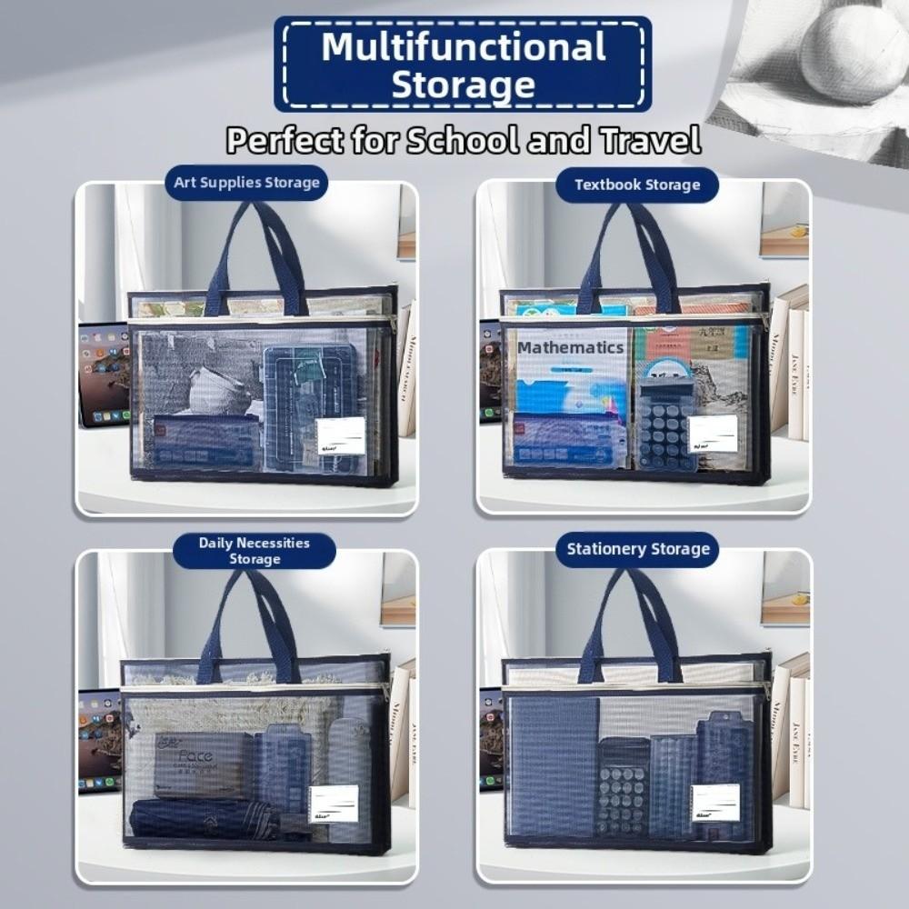 Nylon A3 Mesh Art Bag Zip Handbag A4 Test Paper Bag Handheld 8k Sketch Drawing Album  School