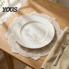 Washable Polyester Lace Mat Retro Round Doily, Embroidered Floral Coaster, 13 Inch Doily for Table Decor Sheer Placemat Wedding, Tea Party
