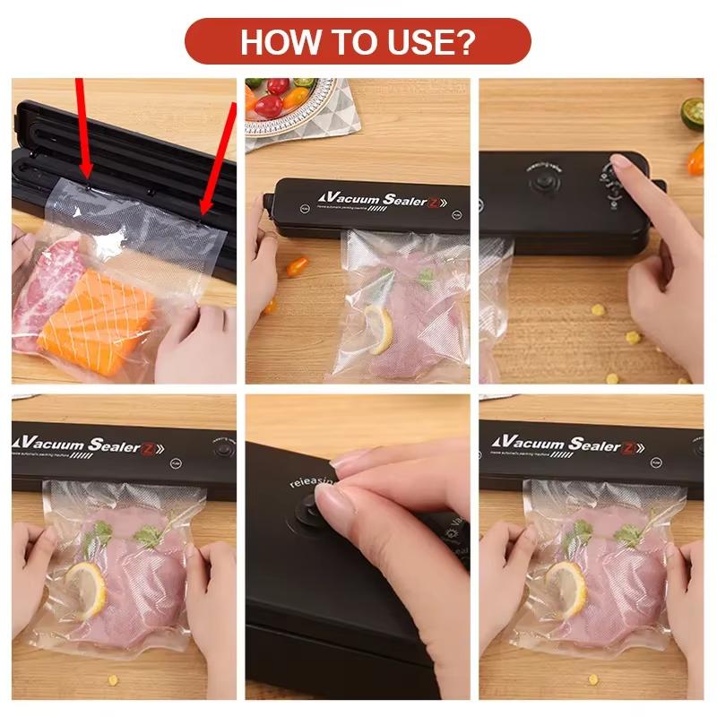 Acuum Sealer Packaging Machine with 10pcs Vacuum Bags Household Black Food Vacuum Sealer