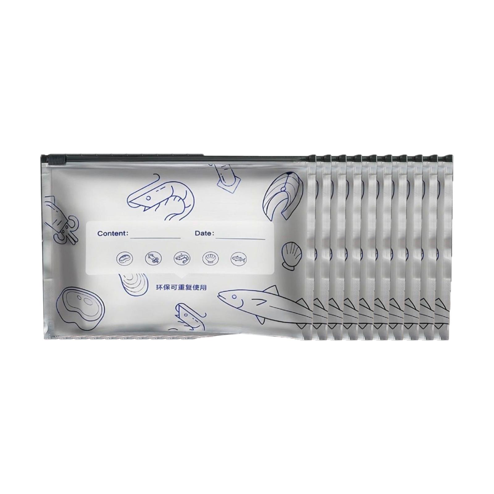 

10/30PCS Aluminum Foil Bags with Label and Zip Lock Vacuum Zipper Pouches Heavy Duty Freezer Bags for Meat Seafood Vegetables