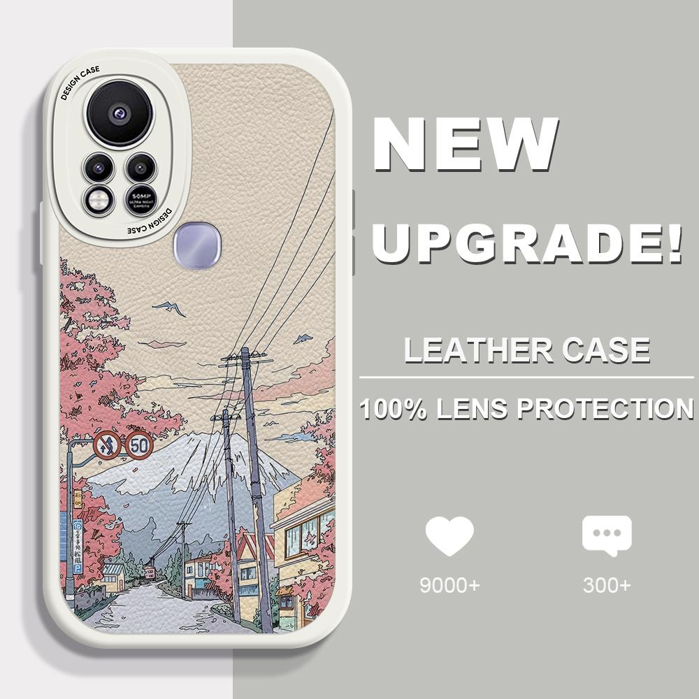 

Тонкий кожаный чехол с рисунком Fuji Street, мягкий силиконовый чехол из искусственной кожи для iPhone Samsung Huawei Honor Xiaomi Redmi OPPO Realme Vivo Vivo V27E белый