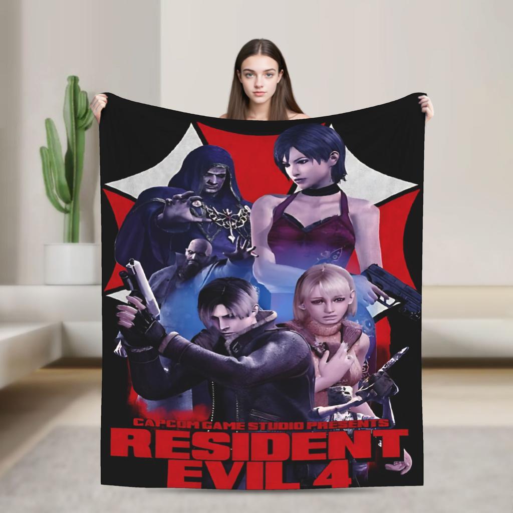 Leon Kennedy Blankets Resident Video Game Eviled Flannel Vintage Soft Throw Blanket for Home Spring/Autumn