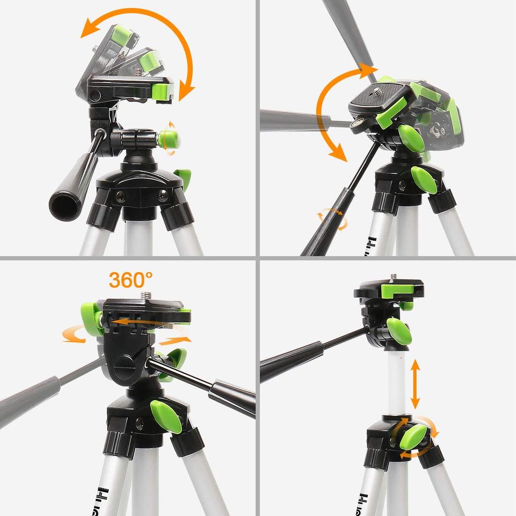 Huepar Mini Tripod for Laser Levels and with Aluminum 3KG Load Storage Bag Screw Diameter Cameras, 3-Way Head, Foldable, Adjustable, Travel-Friendly,