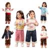 LUSON Baby Girl Fleece-Lined Denim Blue Straight-Leg Pants