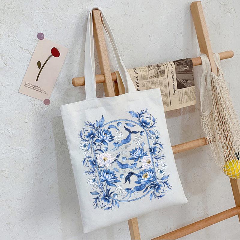 Sea Animals Sea Animals Handbag Going Out Portable Large Capacity Messenger Bag Casual Canvas Bag